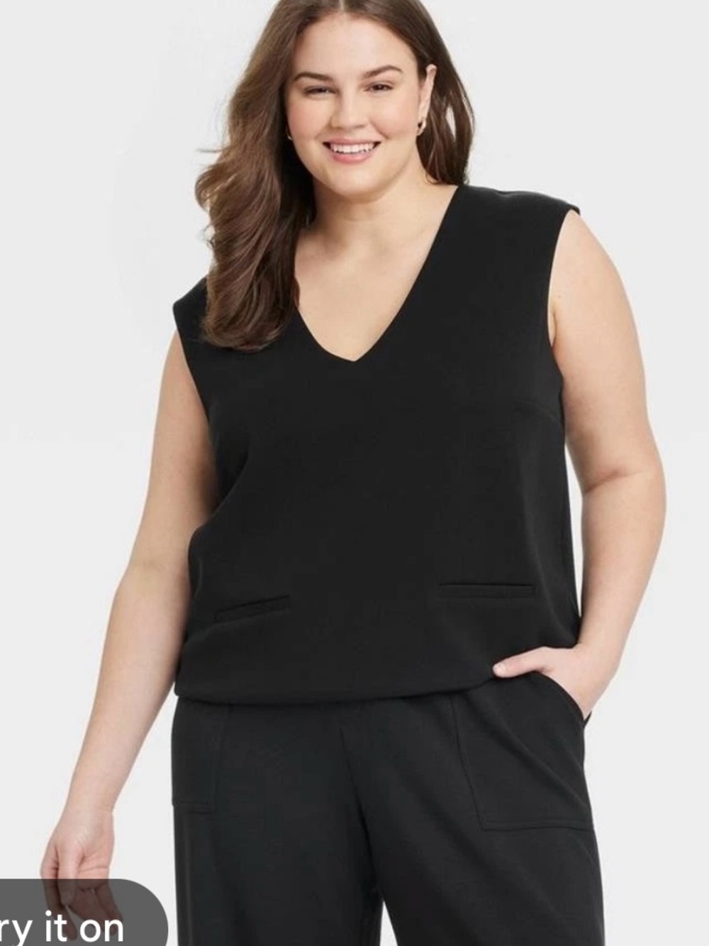 a new day Black V-Neck Sleeveless Shell Top